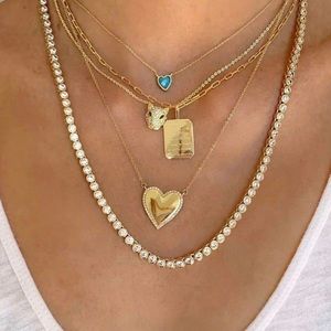 MELINDA MARIA Emilia Heart Gold Pave Diamondette Necklace